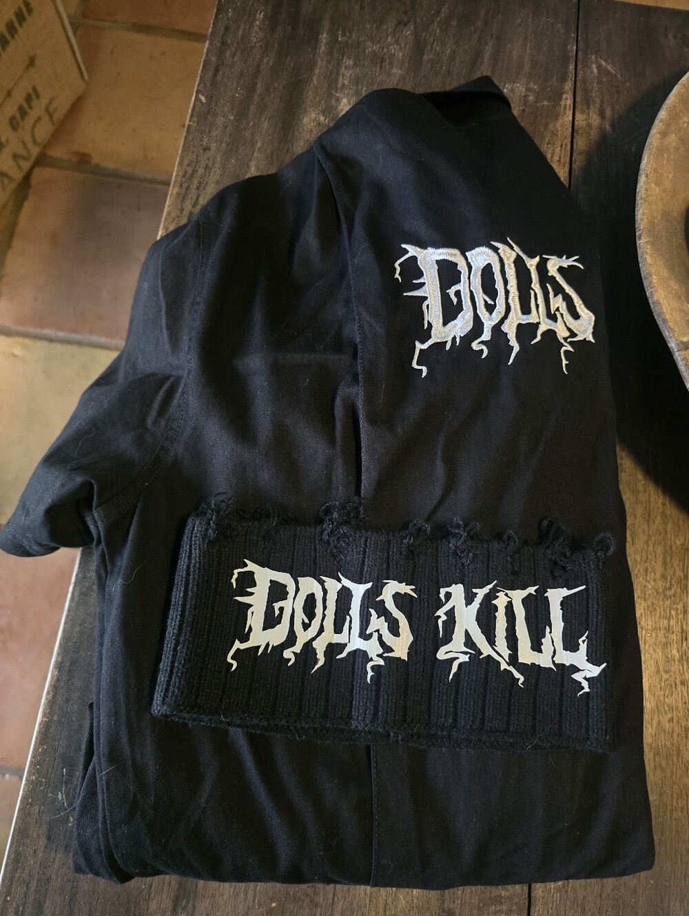 RARE Dolls Kill Merch Crew Boiler Jumpsuit Black L/Large + Headband OS HALLOWEEN